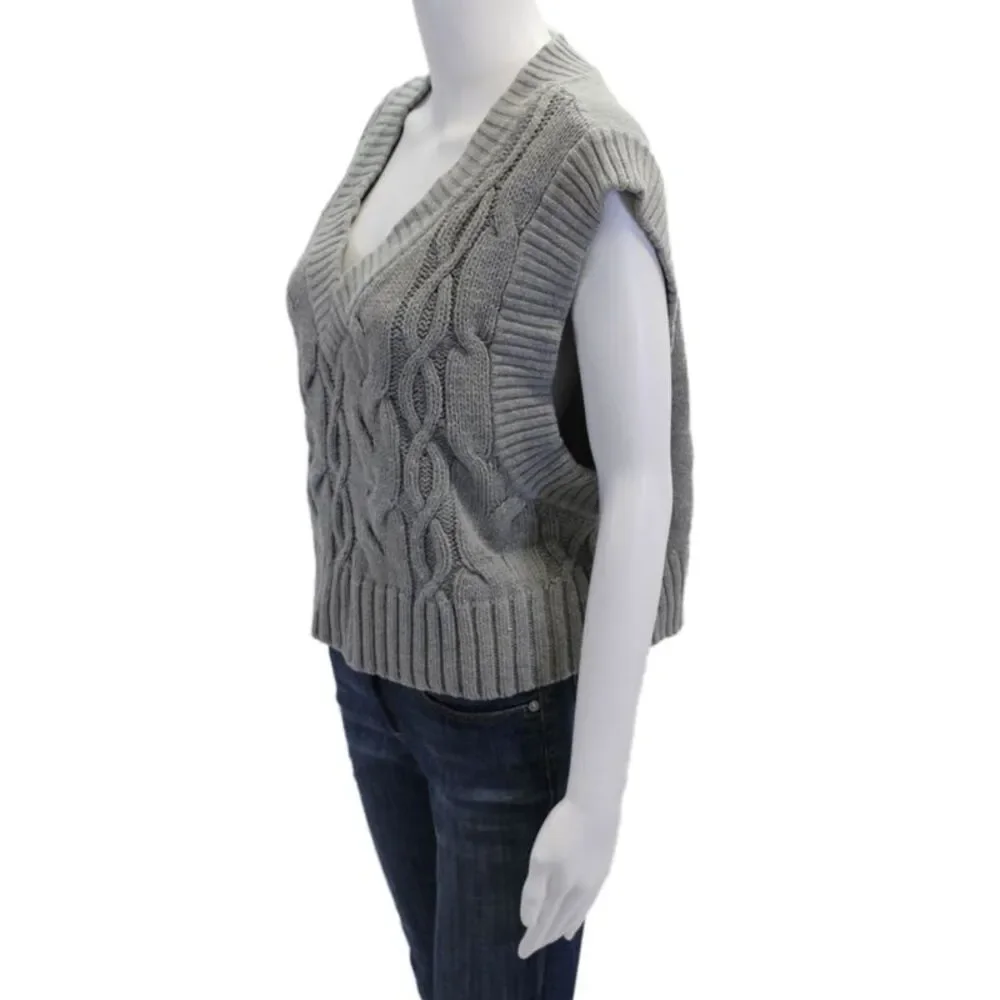 Urban Outfitters Womens Cotton V Neck Cropped Sweater Vest Gray Size XS